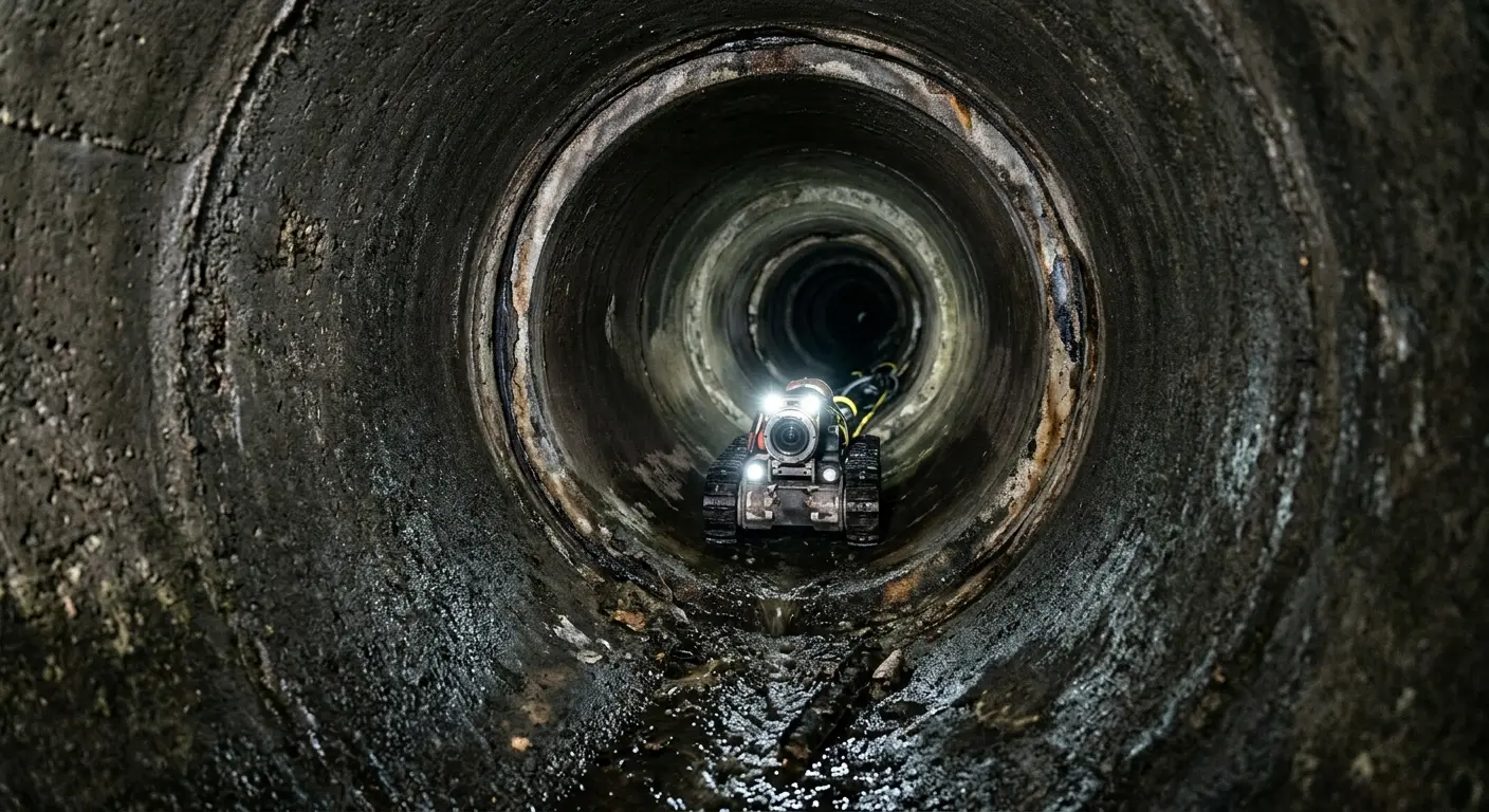 Robotic sewer camera inspecting pipe interior for Sewer Line Repair in Clairton